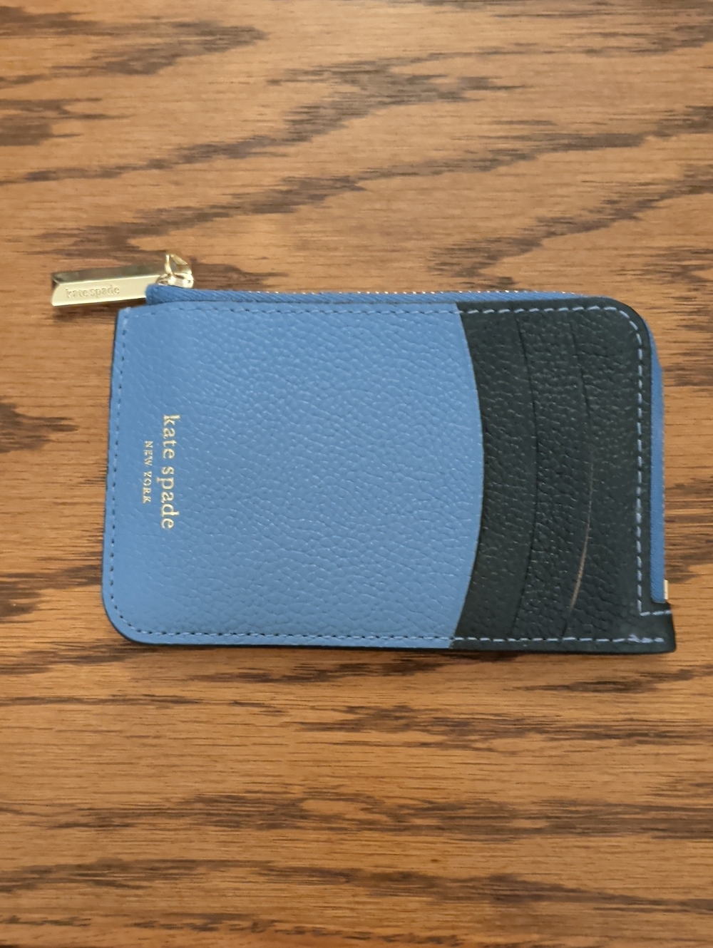 Kate Spade Two-Tone Card Case with Gold Hardware + Keyring